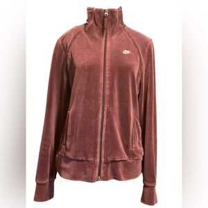 Nike purple Velour Jacket with Stand-Up Collar and Long Sleeves